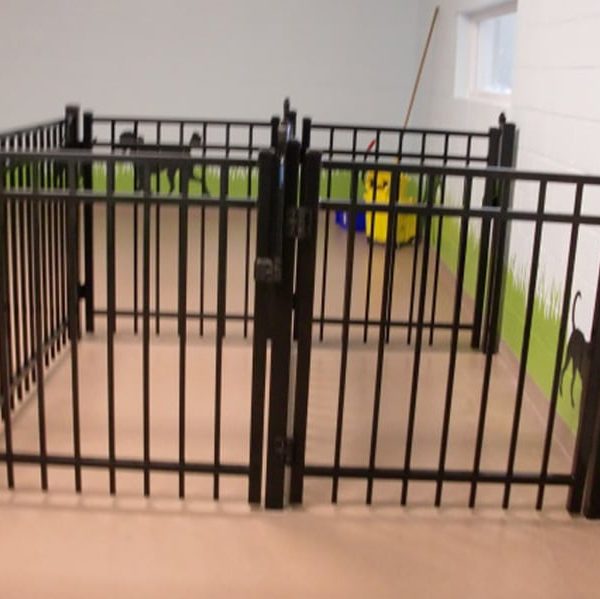 Black aluminum fence in room area
